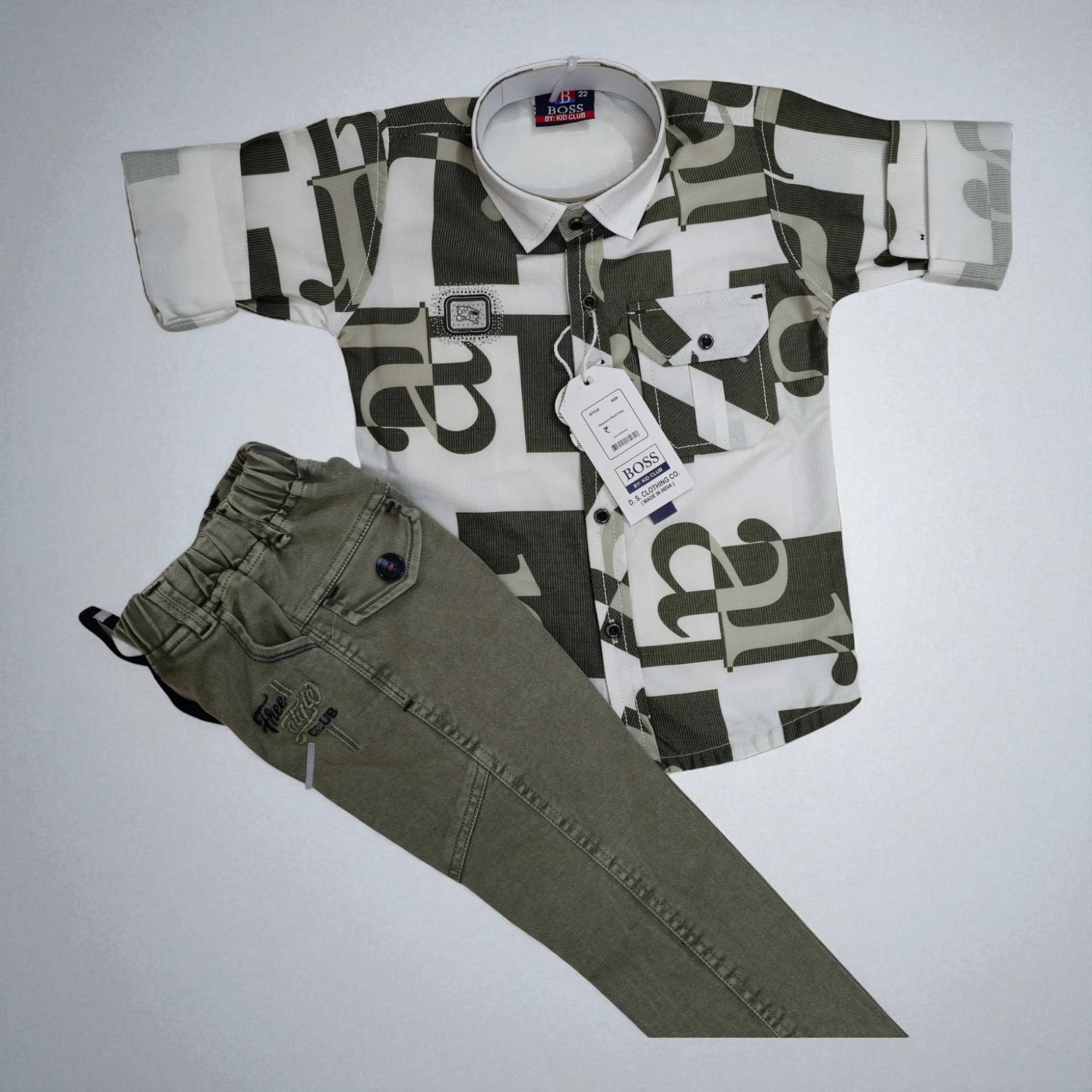 Smart Look for Little Boys –  Print Shirt with Matching Bottom