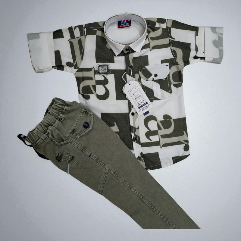 Smart Look for Little Boys –  Print Shirt with Matching Bottom