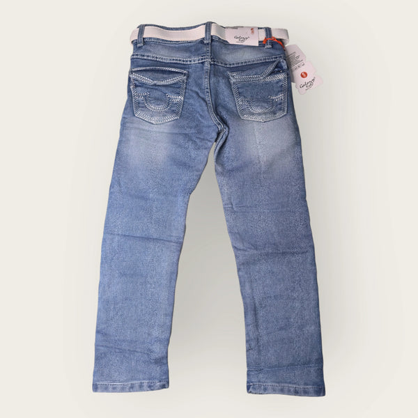 Light Blue Slim Fit Denim Jeans for Boys with White Belt – Trendy Kids Jeans | MetroVibe
