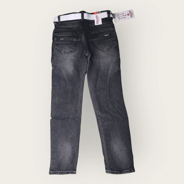 Boys Black Denim Jeans with White Belt – Classic Kids Casual Wear