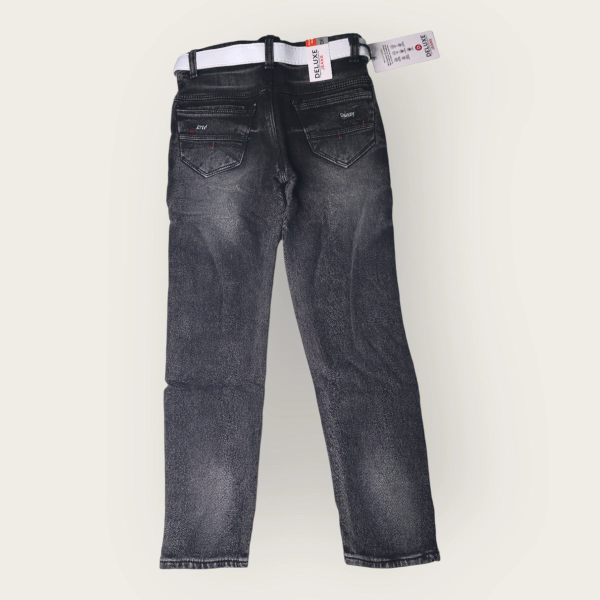 Boys Black Denim Jeans with White Belt – Classic Kids Casual Wear - image 3