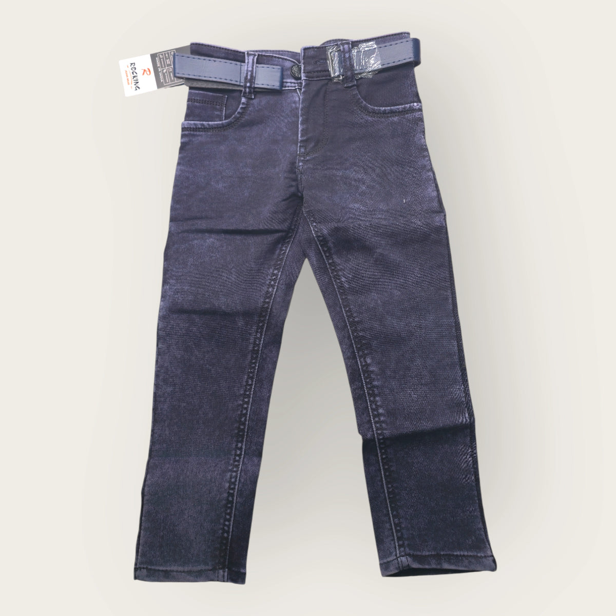 Dark blue Denim Jeans for Boys with Belt – Classic & Comfortable Kids Jeans | MetroVibe - image 1