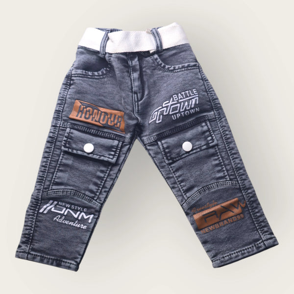 Boys Black Graphic Jogger Jeans – Trendy Adventure Style Trousers