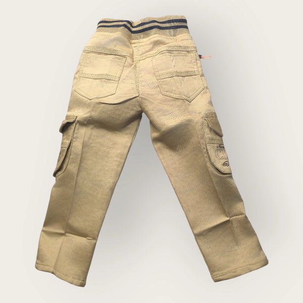 Boys Beige Jogger Pants – Trendy Cargo Style Kids Trousers