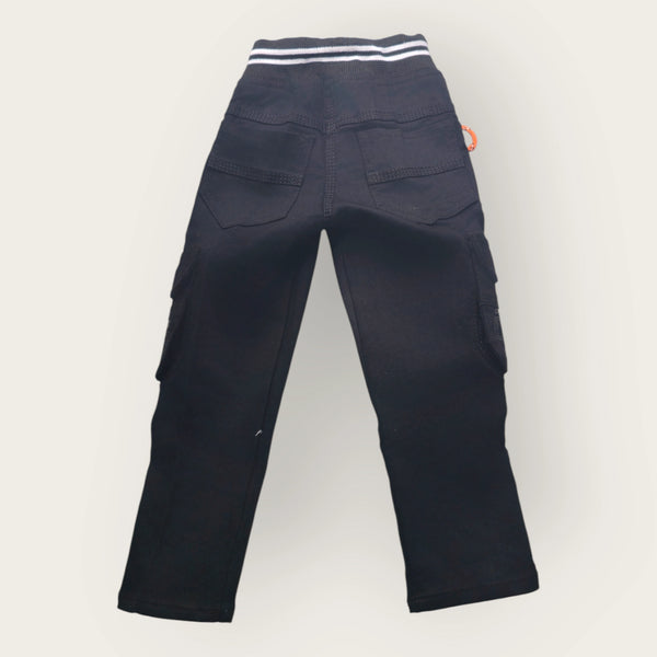 Boys Black Jogger Jeans – Stylish Cargo Pocket Kids Pants