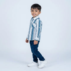 Boys Striped Shirt with Denim Jeans – Smart Casual Kids Outfit for Everyday Wear