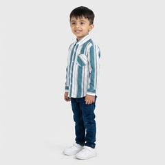 Boys Striped Shirt with Denim Jeans – Smart Casual Kids Outfit for Everyday Wear