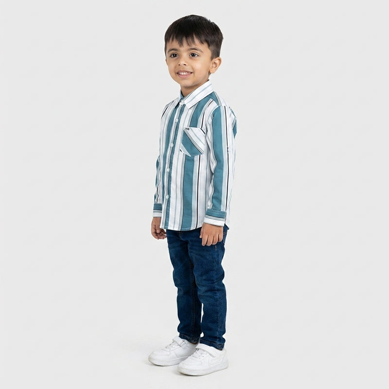 Boys Striped Shirt with Denim Jeans – Smart Casual Kids Outfit for Everyday Wear