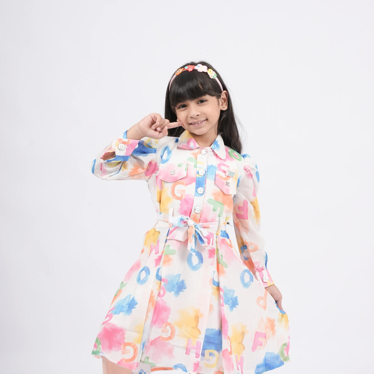 Multicolor Designer Dress for Girls – With Smart Pocket Sling Purse