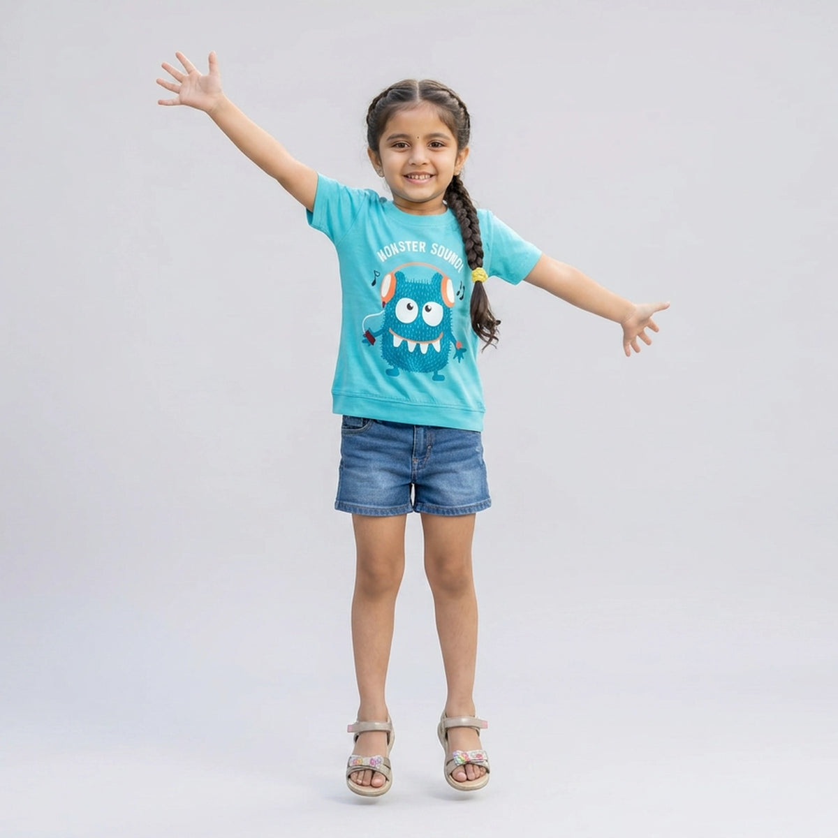 Kids Red Boo Little Monster Print Cotton T-Shirt