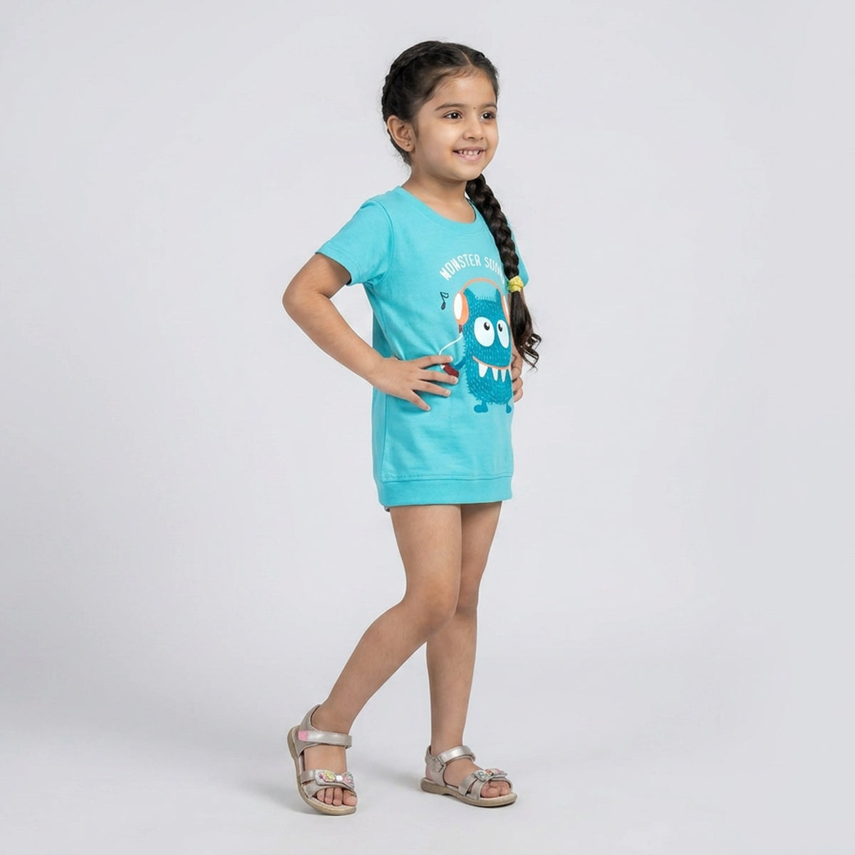Kids Red Boo Little Monster Print Cotton T-Shirt