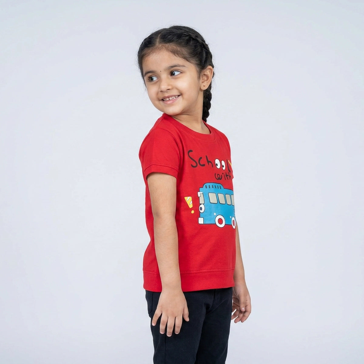 Kids Red Boo Little Monster Print Cotton T-Shirt