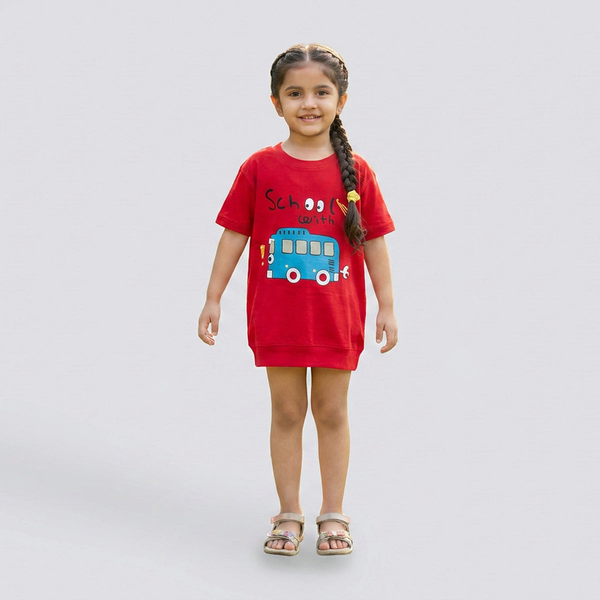 Kids Red Boo Little Monster Print Cotton T-Shirt
