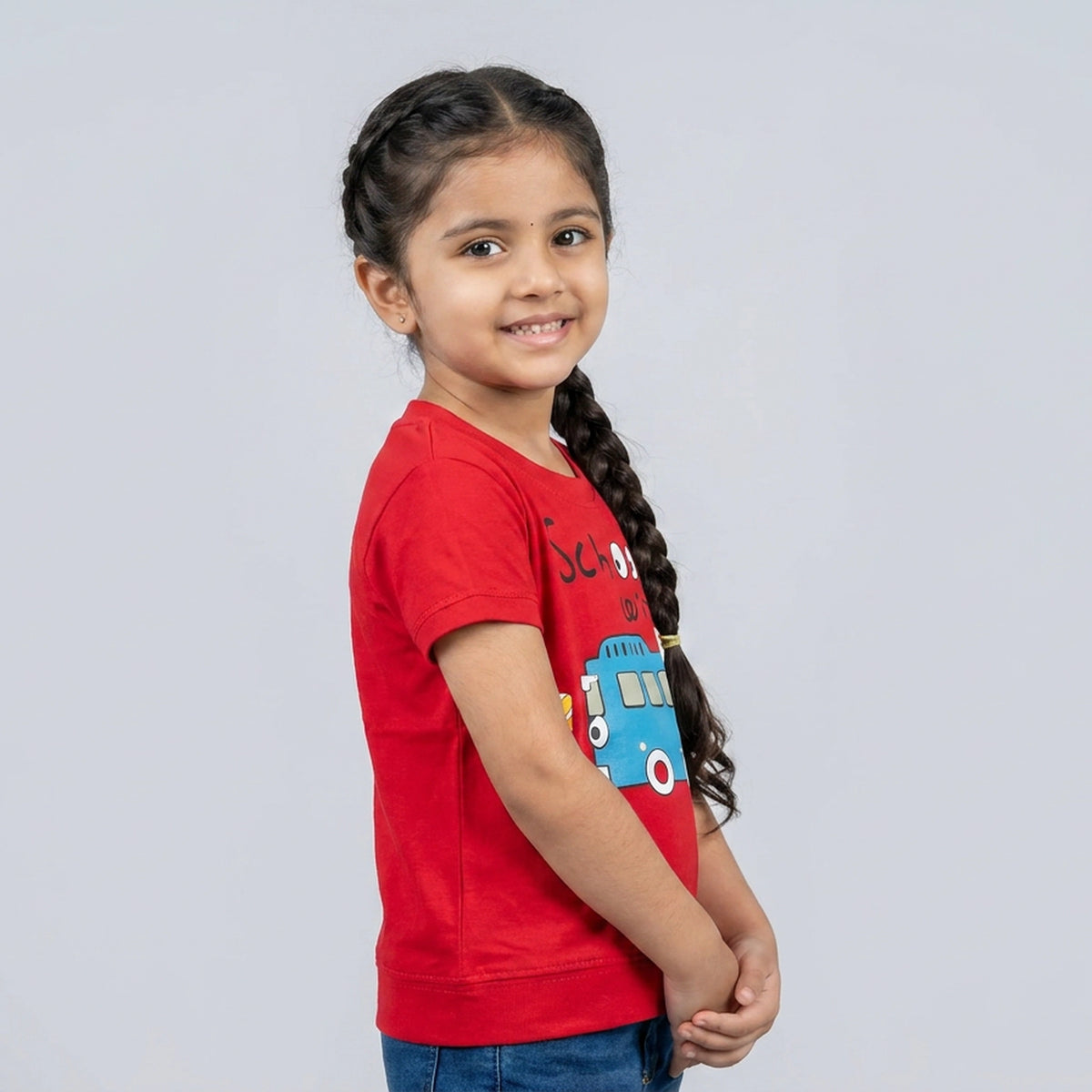 Kids Red Boo Little Monster Print Cotton T-Shirt