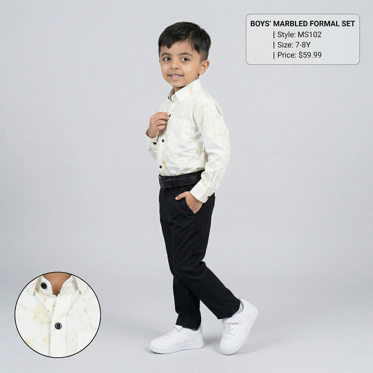 Boys Cream Printed Shirt with Graphic T-Shirt and Black Casual Pants Set - image 1