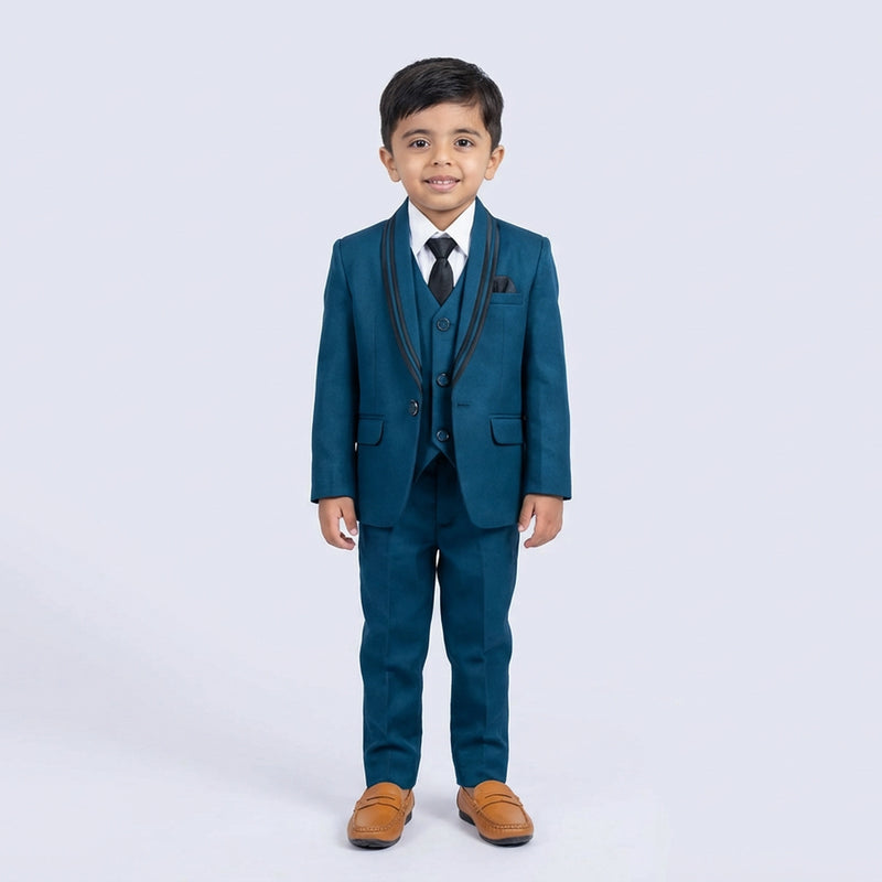 Boys Formal Suit Set in with Blazer, Waistcoat, Shirt, Tie and Trousers