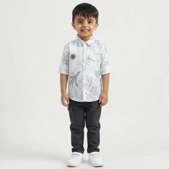 Boys Abstract Print Casual Shirt with Cargo Pants and White Sneakers – 2 Color Variants
