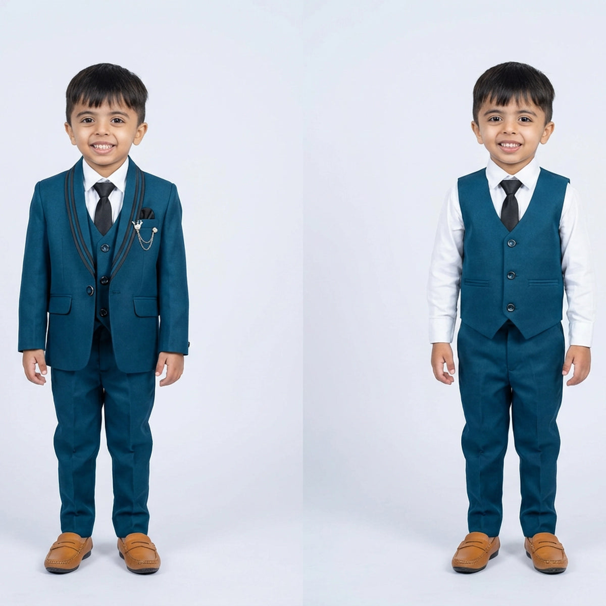 Boys Formal Suit Set in with Blazer, Waistcoat, Shirt, Tie and Trousers - image 5