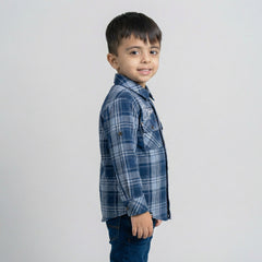 BOYS Blue Checked Shirt with Denim Jeans Casual Outfit Set