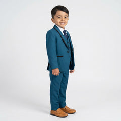 Boys Formal Suit Set in with Blazer, Waistcoat, Shirt, Tie and Trousers