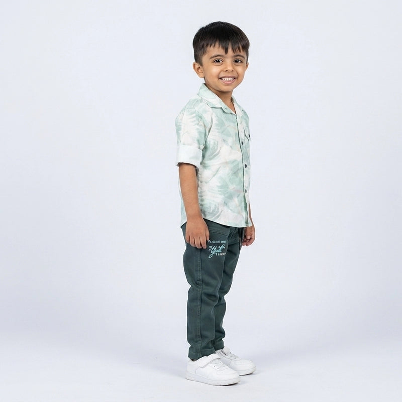 Boys Printed Shirt with Graphic T-Shirt & Casual Pants – Trendy Kids 3-Piece Outfit Set KD-MV-B-SET-10032