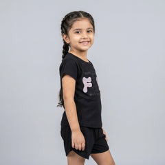 Girls Printed Co-Ord Set – Casual T-Shirt & Shorts Summer Outfit for Kids