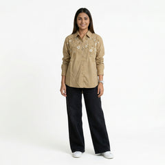 Women’s Embroidered Shirt – Elegant Button-Down Cotton Top | Smart Casual & Office Wear