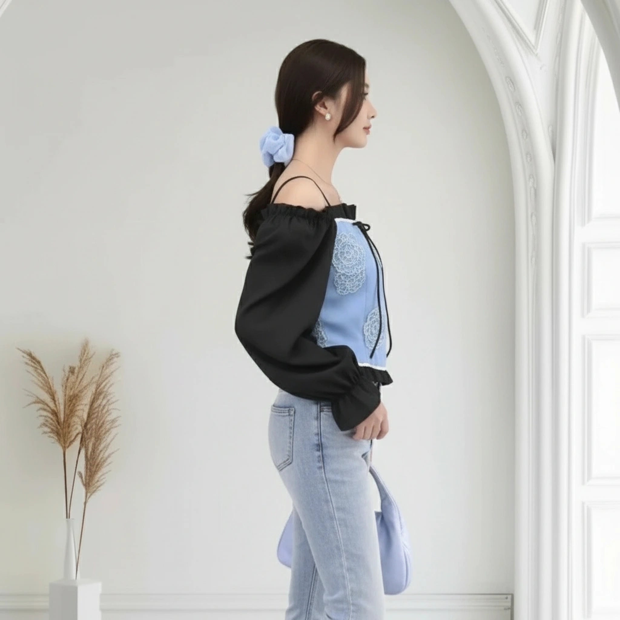 Women’s Off-Shoulder Top with Sleeves – Trendy Casual Wear