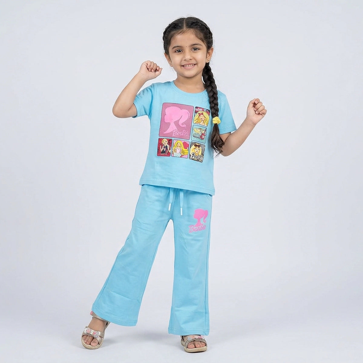 Girls Barbie Co-Ord Set – Stylish Graphic T-Shirt & Flared Pants Outfit for Kids - image 5