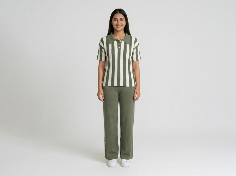 Women's Vertical Striped Knit Coord Set