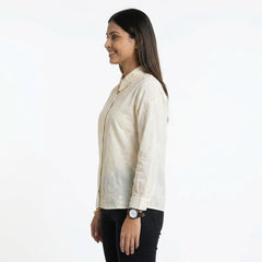 Blush Floral Embroidered Button-Down Shirt – Elegant Everyday Chic