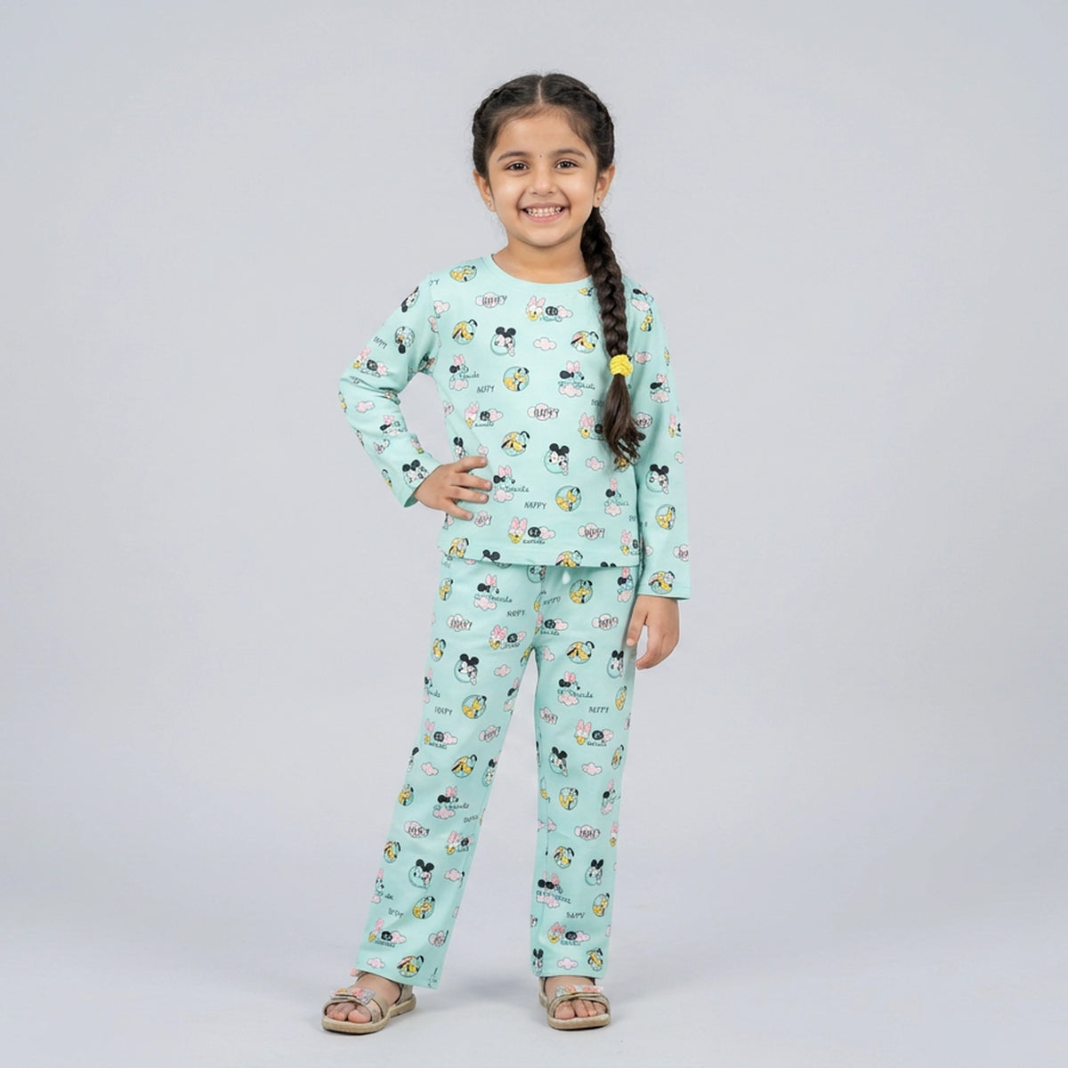 Girls Cartoon Printed Night Suit Set – Soft Full Sleeve Kids Co-Ord Pajama Set - image 7