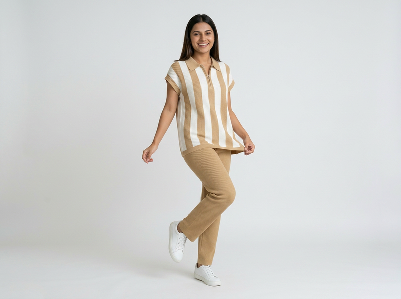 Women's Striped Knit Coord Set