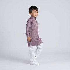 Boys Pink Kurta Set with White Pajama – Classic Festive Ethnic Wear for Kids