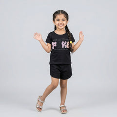 Girls Printed Co-Ord Set – Casual T-Shirt & Shorts Summer Outfit for Kids