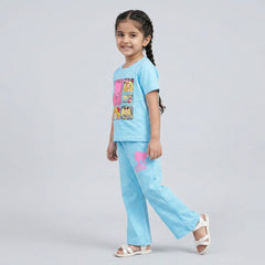 Girls Barbie Co-Ord Set – Stylish Graphic T-Shirt & Flared Pants Outfit for Kids
