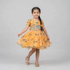 Girls orange Printed dress – Stylish Summer Casual dress Outfit for Kids
