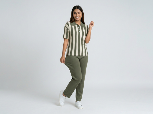 Women's Vertical Striped Knit Coord Set
