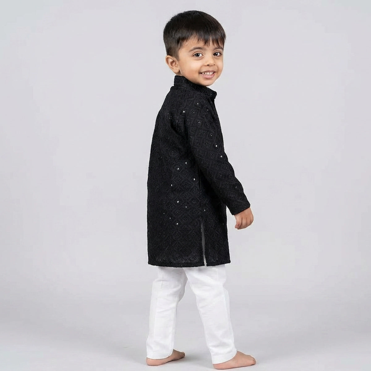 Boys Embroidered Kurta Set with White Pajama – Festive Ethnic Wear for Kids - image 5
