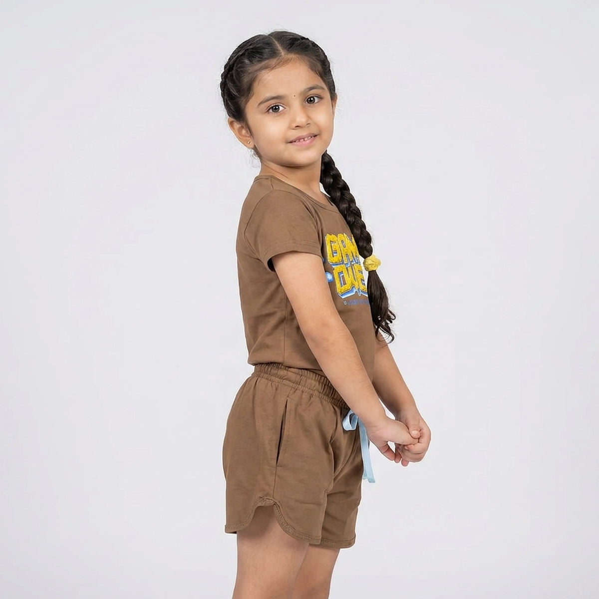 Kids Game Over Graphic Print T-Shirt with Drawstring Shorts Set