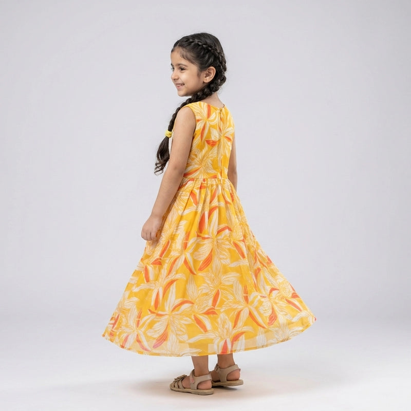 Girls Printed long dress – Stylish Summer Casual dress Outfit for Kids