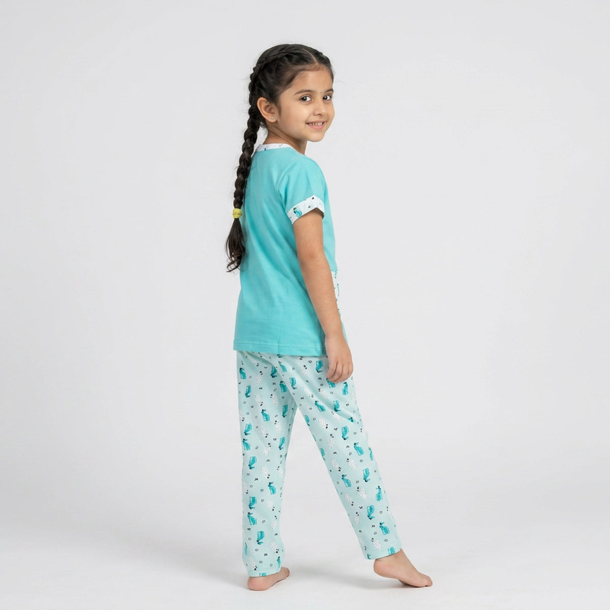 Girls Pink Tunic Top with Floral Print Pants Co-ord Set
