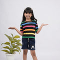 Stylish Girls Striped Cotton T-Shirt – Quarter Sleeves & Trendy Fit