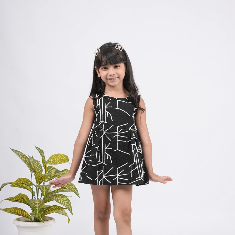 Summer Cotton Frocks for Girls – Abstract Line Design
