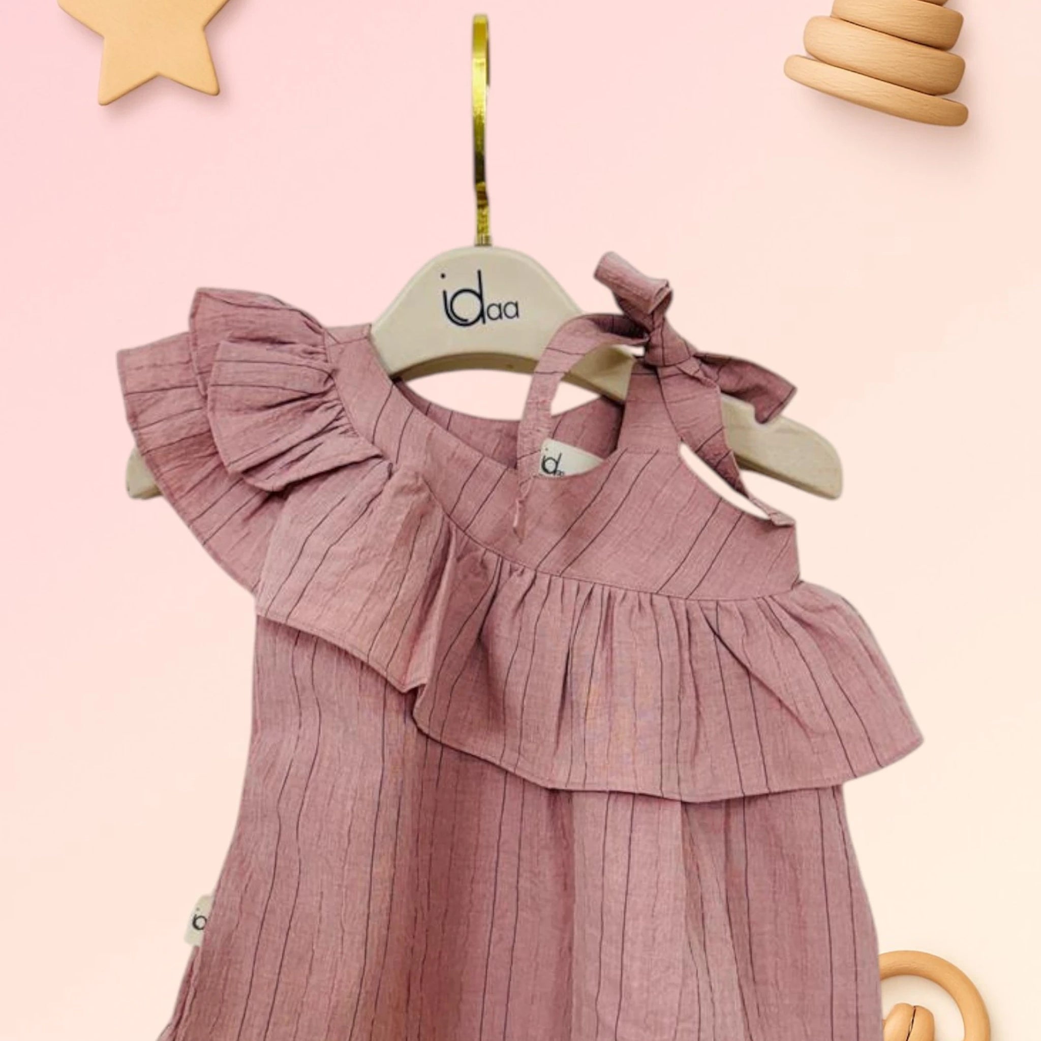 Girls’ Ruffle Frock – Stylish Summer Dress (Pink & Off White)