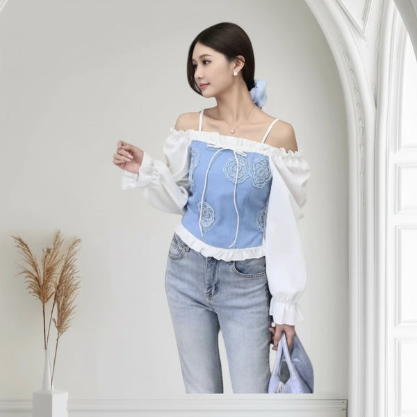 Women’s Off-Shoulder Top with Sleeves – Trendy Casual Wear