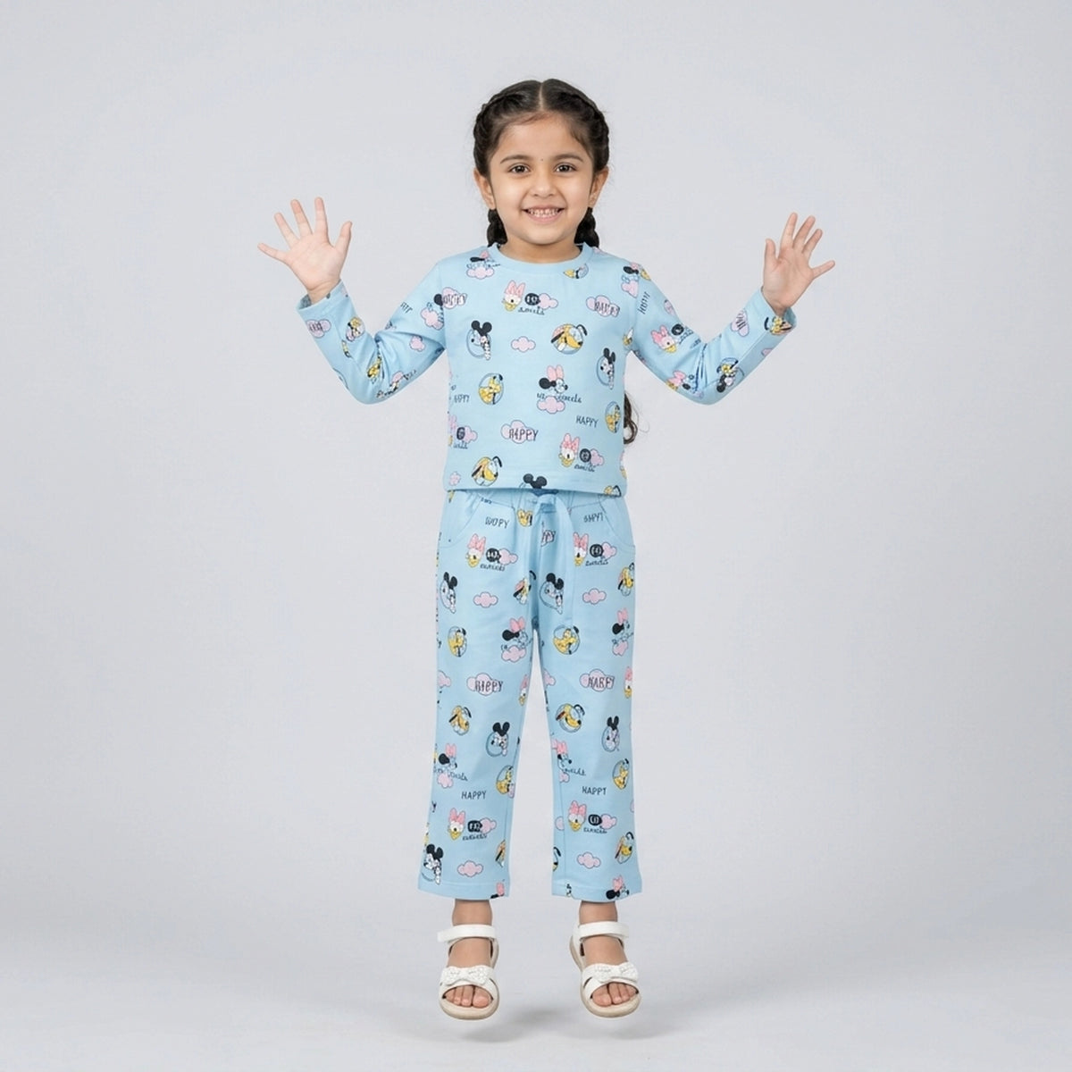 Girls Cartoon Printed Night Suit Set – Soft Full Sleeve Kids Co-Ord Pajama Set - image 3
