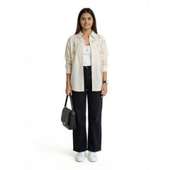 Women’s Embroidered Shirt – Elegant Button-Down Cotton Top | Smart Casual & Office Wear