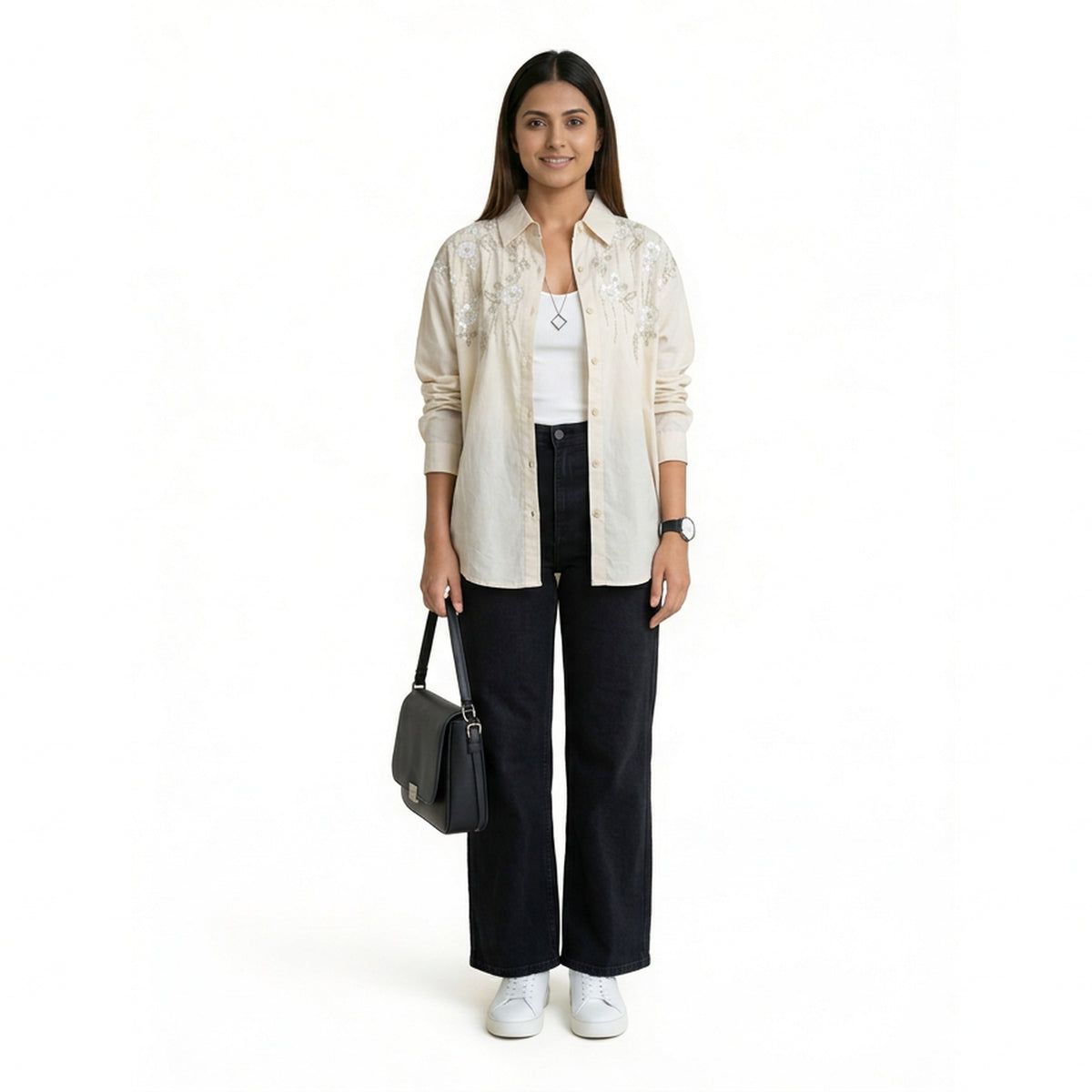 Women’s Embroidered Shirt – Elegant Button-Down Cotton Top | Smart Casual & Office Wear - image 9
