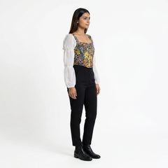 Women’s Floral Corset Top with Sheer Puff Sleeves – Trendy Summer Outfit Set